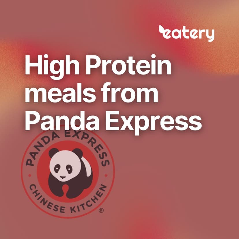 High protein meals from Panda Express infographic — Teriyaki Chicken Bowl, Orange Chicken