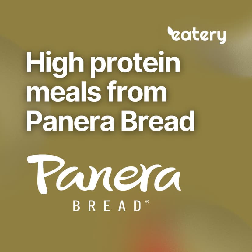 High protein meals from Panera Bread infographic — Buffalo Chicken Melt, Southwest Salad