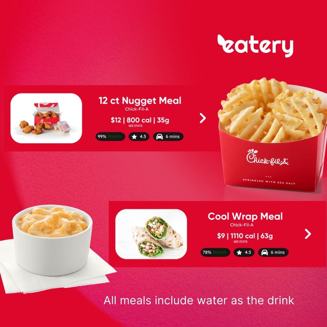 12 ct nugget meal and Cool Wrap Meal from Chick-fil-A