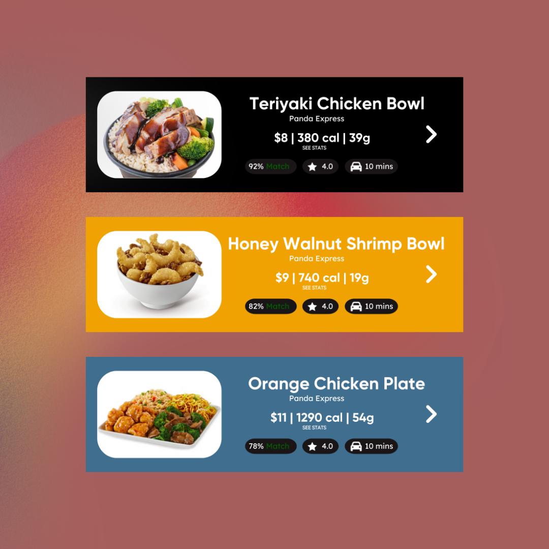 Teriyaki Chicken Bowl, Honey Walnut Shrimp Bowl, Orange Chicken Plate from Panda Express